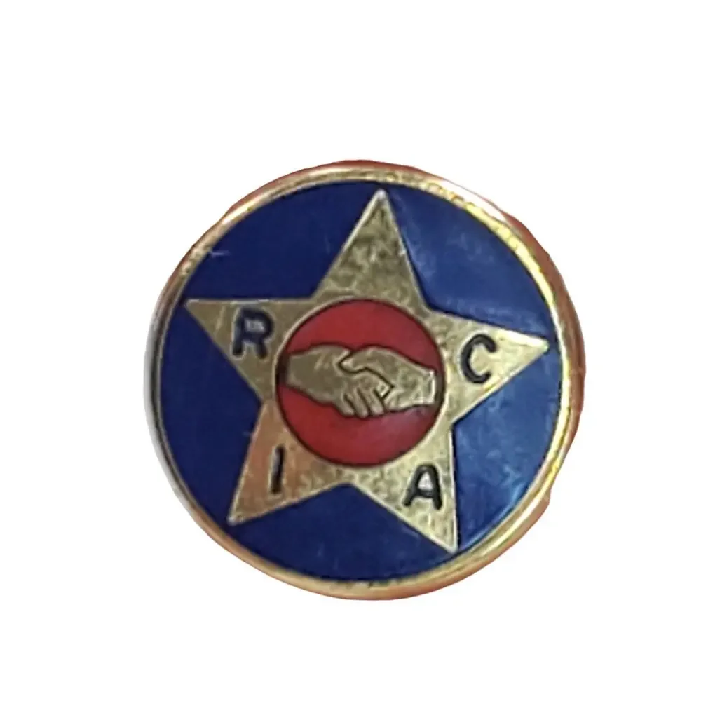 Antique RICA Retail Clerks Union Blue Red Gold Tiny Enamel Pin Pinback